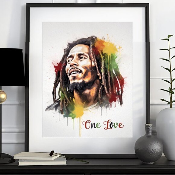 8x10 Bob Marley One Love Fantasy Art Watercolor Oil Painting Wall Art Print - Picture 6 of 6